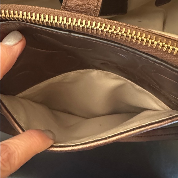 Coach Peyton Tote Satchel F24607 Metallic Bronze C Embossed Leather 2 Hang Tags - Picture 14 of 16